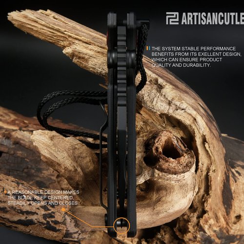 ARTISANCUTLERY Tactical Knife Proponent Normal Size(1820P) D2 Steel Black PVD Blade, Folding Pocket Knife with G10 Handle, Black
