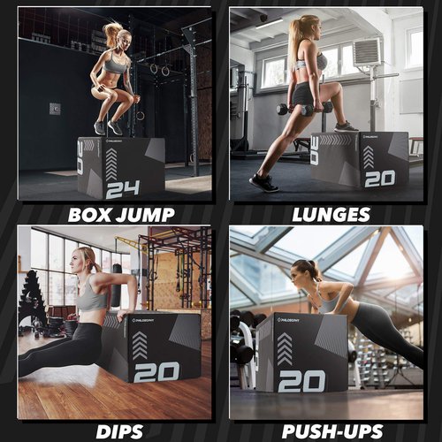 Philosophy Gym 3 in 1 Soft Foam Plyometric Box - 20" x 24" x 30" Jumping Plyo Box for Training and Conditioning