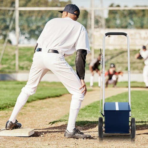 PullCrease 25 Pound Capacity Blue Baseball and Softball Field Dry Line Chalker, Wheeled Heavy Duty Steel Infield Dry Line Marker Machine, Standard Athletic Field Chalk Line Machine 2" to 4" Lines