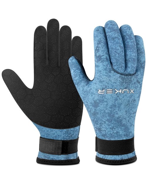 XUKER Neoprene Gloves Men Women, 3mm Camouflage Patterned Winter Wetsuit Gloves Keep Warm for Scuba Diving Surfing Swimming Fishing Water Sports