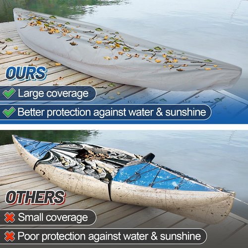 Beeplove 2pcs Waterproof Kayak Covers for Outdoor Storage - Dustproof Oxford Cockpit Protector, Keep Animals Away, for 10.2ft - 11.5ft