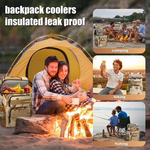 Stillithou Backpack Coolers Insulated Leak Proof, 36 Cans Large Cooler Backpack Insulated Waterproof. Soft Cooler Bag for Beach Travel Outdoor Camping Picnic Camouflage Yellow