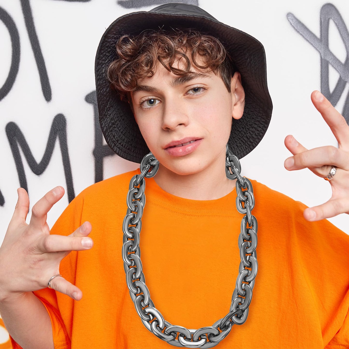 LCPQMZGH Jumbo Plastic Chain Necklace Hip Hop Rapper Gold Chain for Party Costume Accessory, 31.5Inch/35.4Inch/39.4Inch
