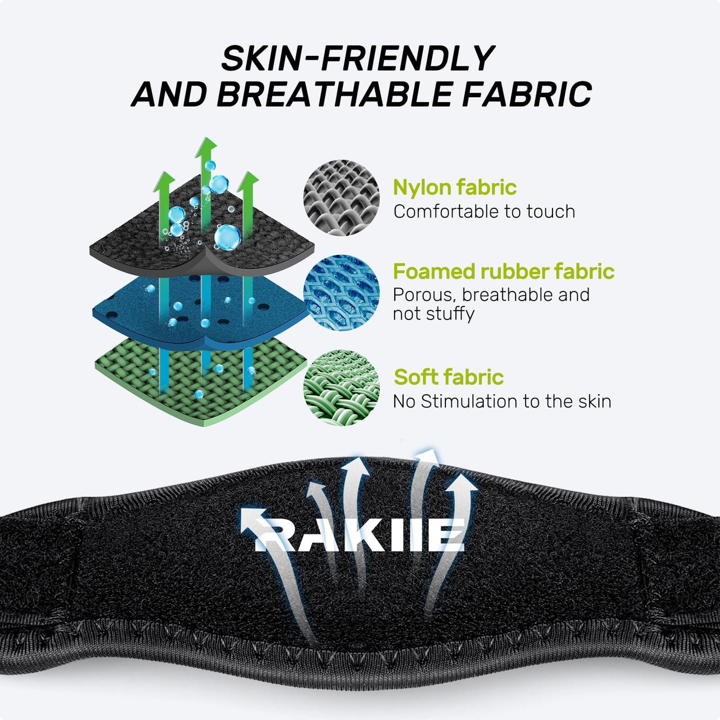 Rakiie 2 Pack Tennis Elbow Brace for Men Women, Adjustable Non-slip Golfer Elbow Strap with Support Compression Pad, Counterforce Brace for Sports, Fit 7.08-14.17", Blue