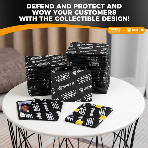 Ding Defend 110-Pack Trading Card Protector Shipping - 3.5 x 4.5 Inch Black Hobby Card Shipping Supplies w/Rounded Corners, Lightweight & Reusable for Raw Top Loaders, Semi-Rigids, Team Bags
