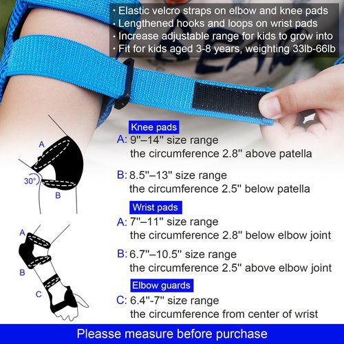 LANNEY Kids Knee Pads and Elbow Pads Set for 3-13 Years, Kids Toddler 3 in 1 Protective Gear Set with Wrist Guards for Skateboard, Scooter, Cycling, Riding Sports, Gift for Youth Boys Girls