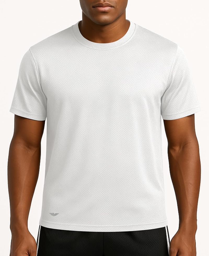 American Heaven 5 Pack: Men’s Short Sleeve Mesh Crew Neck T-Shirts – Black/White