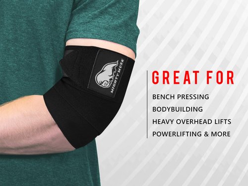 Flexible 40-inch elbow compression strap and joint support brace for bench press, powerlifting, and pressing - Weightlifting Elbow Wraps (One Pair)