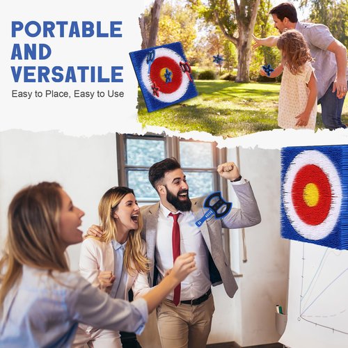 Wall-Mounted Axe Throwing Game for Backyard, Axe Throwing Game for Kids and Adults, Safe Bristle Target with 8 Axe Throwing, Perfect for Outdoor Games, Playrooms, Boys Rooms
