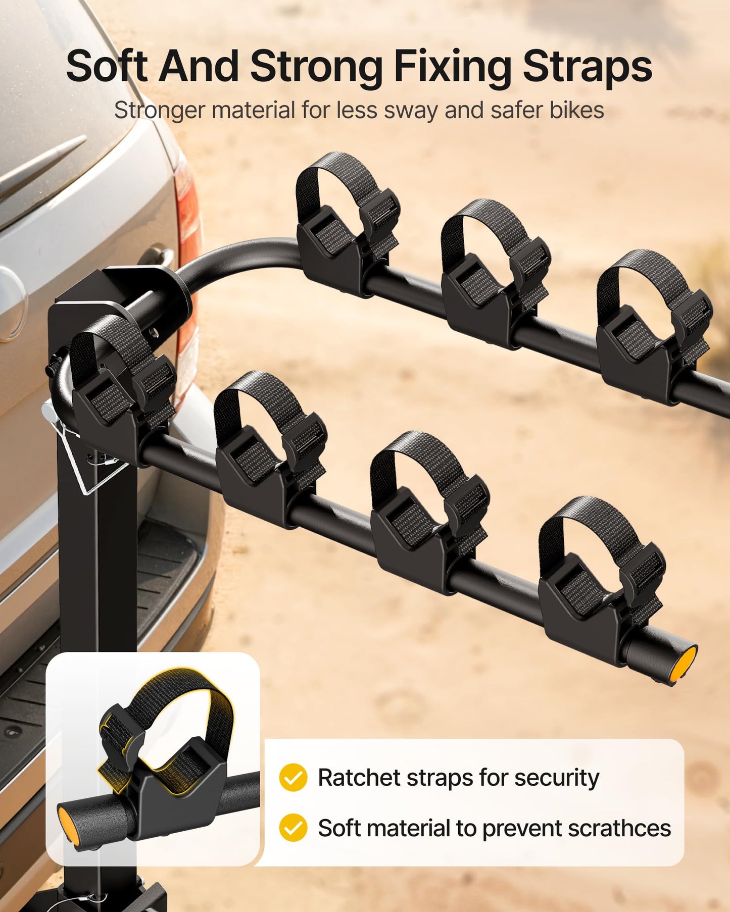 monTEK 4-Bike Rack for Cars, Trucks, SUVs with 2” Hitch, Foldable & Tiltable Bike Rack Hitch,3mm Thick Heavy-Duty Steel Frame, Hitch Bike Rack with Anti-Rattle Stability and Straps, 150 Pound Capacity