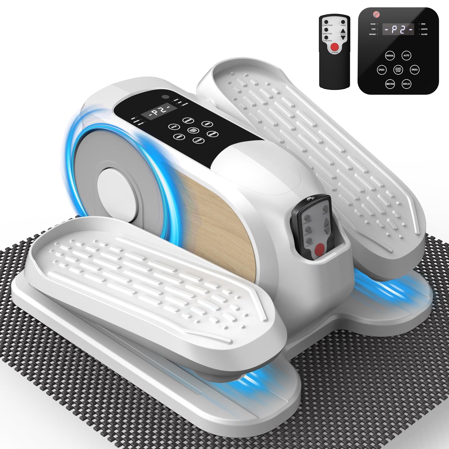 Mini Under Desk Elliptical Electric Leg Exerciser As Seen on TV While Sitting for Seniors with Remote Control & 12 Speeds,Non-Slip Mat Quiet & Portable for Home Office,Gift for Mom Dad