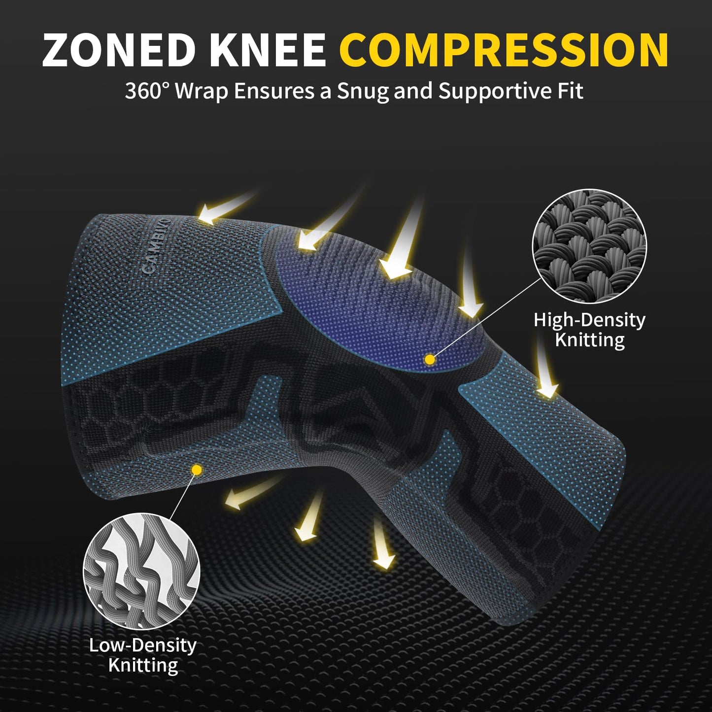 CAMBIVO Knee Brace for Knee Pain, Medical Grade Knee Compression Sleeve with Side Stabilizers & Patella Gel Pad for Meniscus Tear, Arthritis, ACL, Running,Workout, Daily Use(Black, Medium)