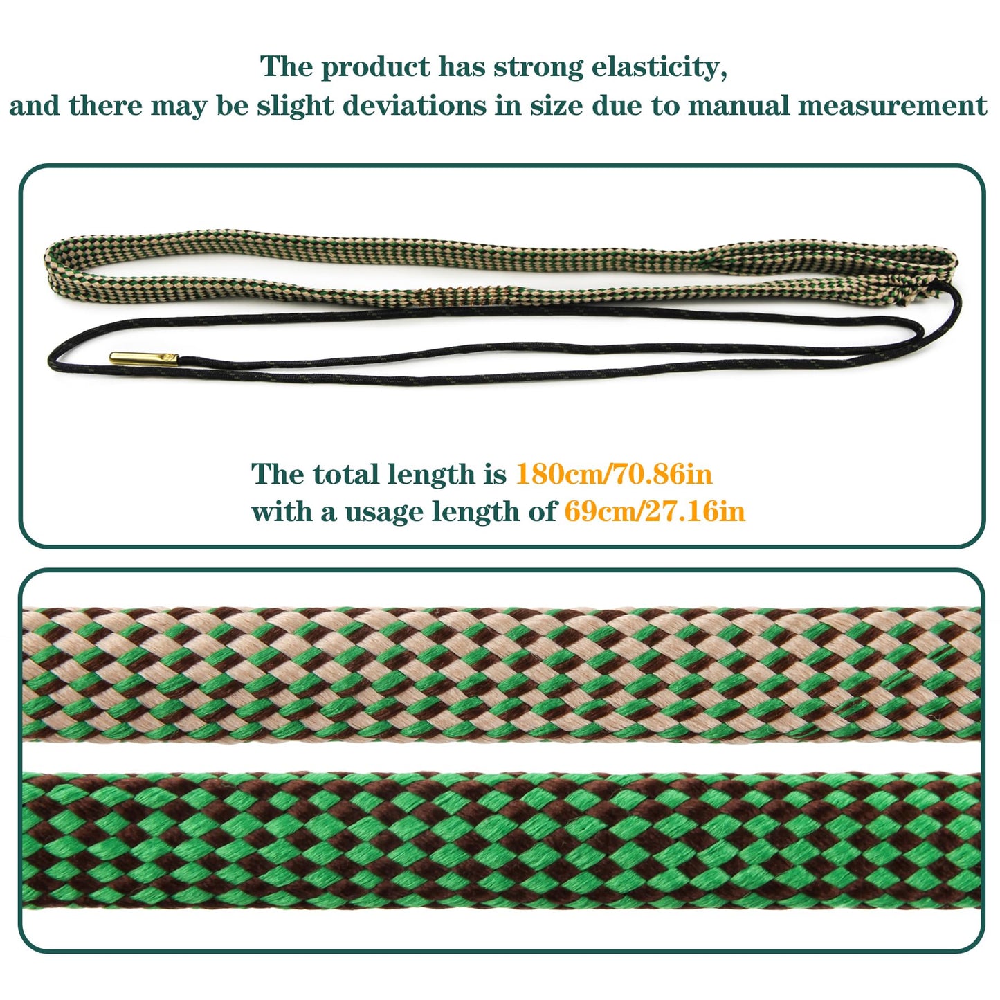 VicBre Gun Snake Brush Barrel Rope for Caliber .22/.223/5.56mm and .308/.3030/.300/.303 Cleaner Rifle Cleaning Kit