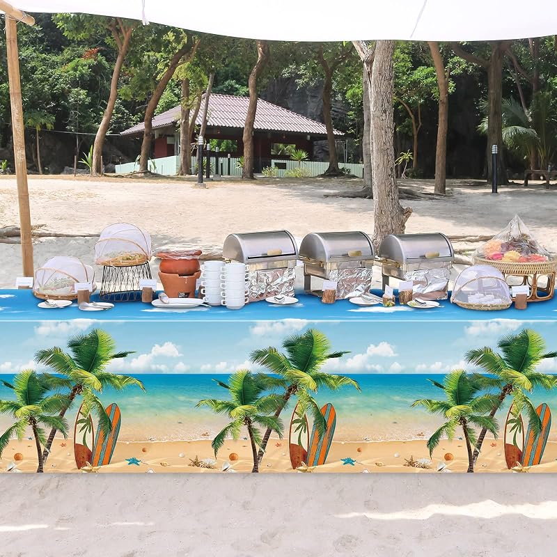 3-Piece Hawaiian Beach Tablecloths Set, 137 x 274 cm Plastic Party Cover