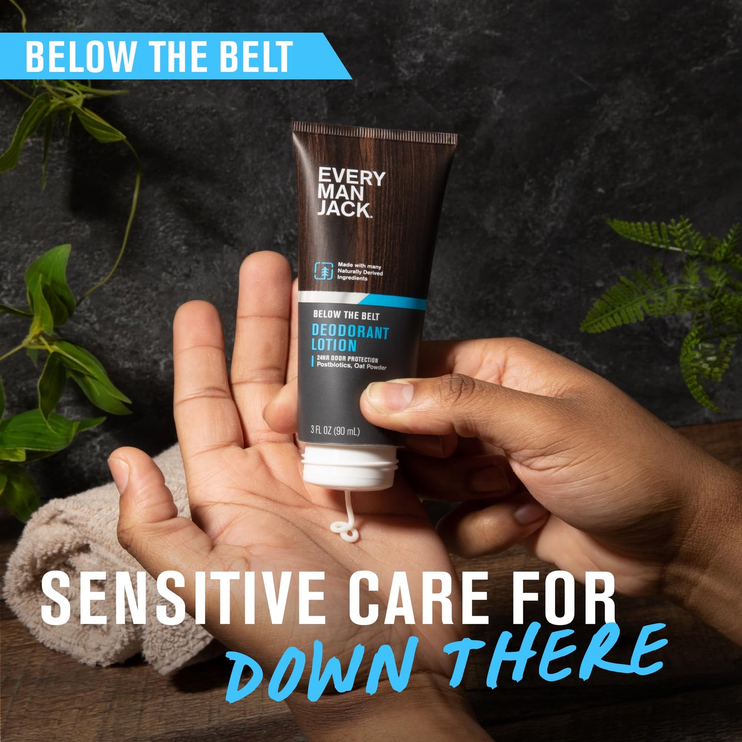 Every Man Jack Men's Ball Deodorant Lotion - Aluminum Free Odor & Wetness Protection - Made w/Naturally Derived Ingredients like Pre-biotics & Arrowroot Powder - Unscented - 3 fl oz - 1 Pack