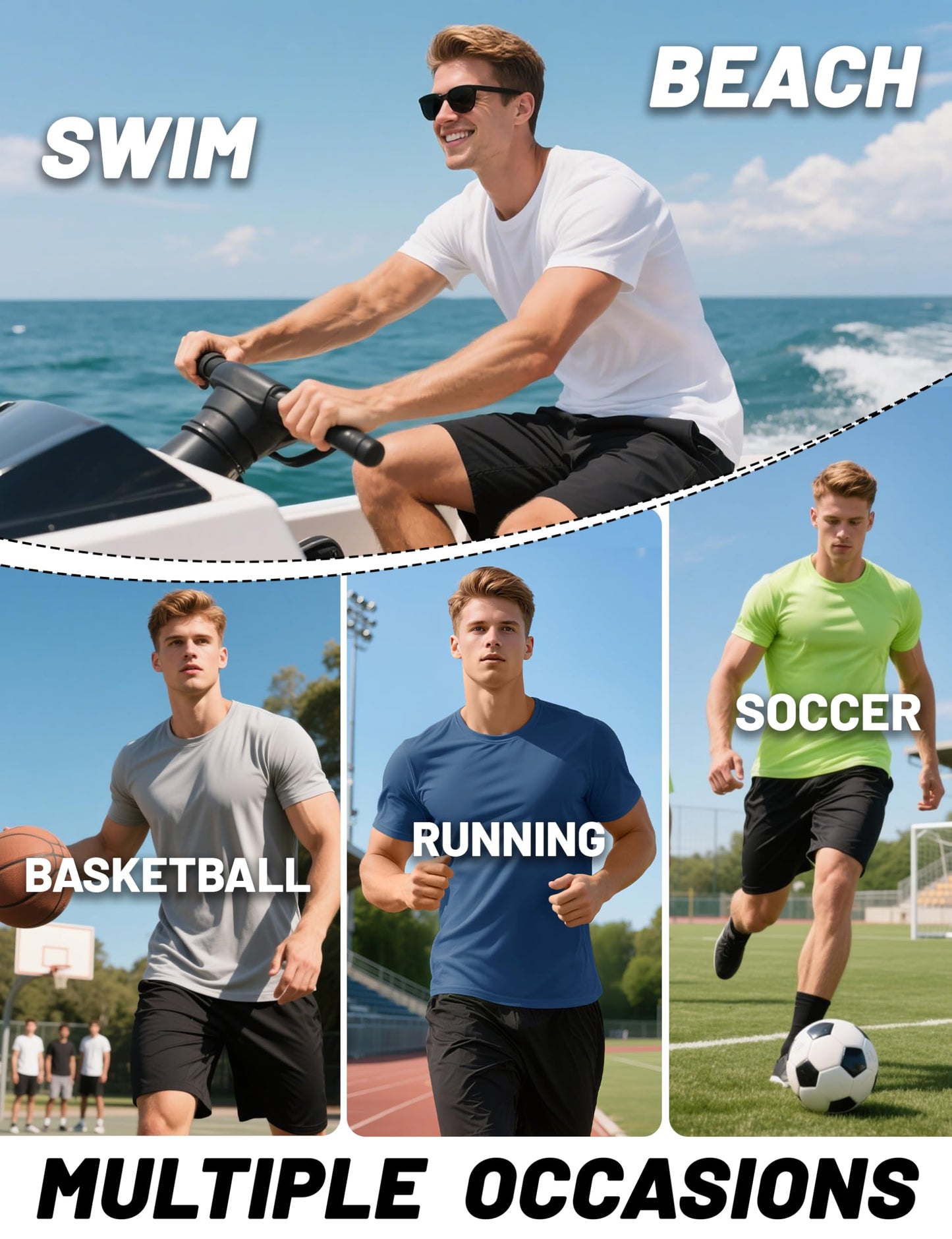 KEFITEVD Short Sleeve Fishing Shirts for Men UPF 50+ Sun Protection Shirts Swim UV Athletic Workout T-Shirts Breathable Shirts Fluorescent Green