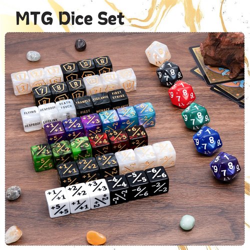 78 Pieces MTG Dice Set with Plus 1 Life Counter & Keyword Token Dice & Shield & Spindown Dice in 12 Colors for Magic The Gathering, MTG, Cards Gaming Accessories