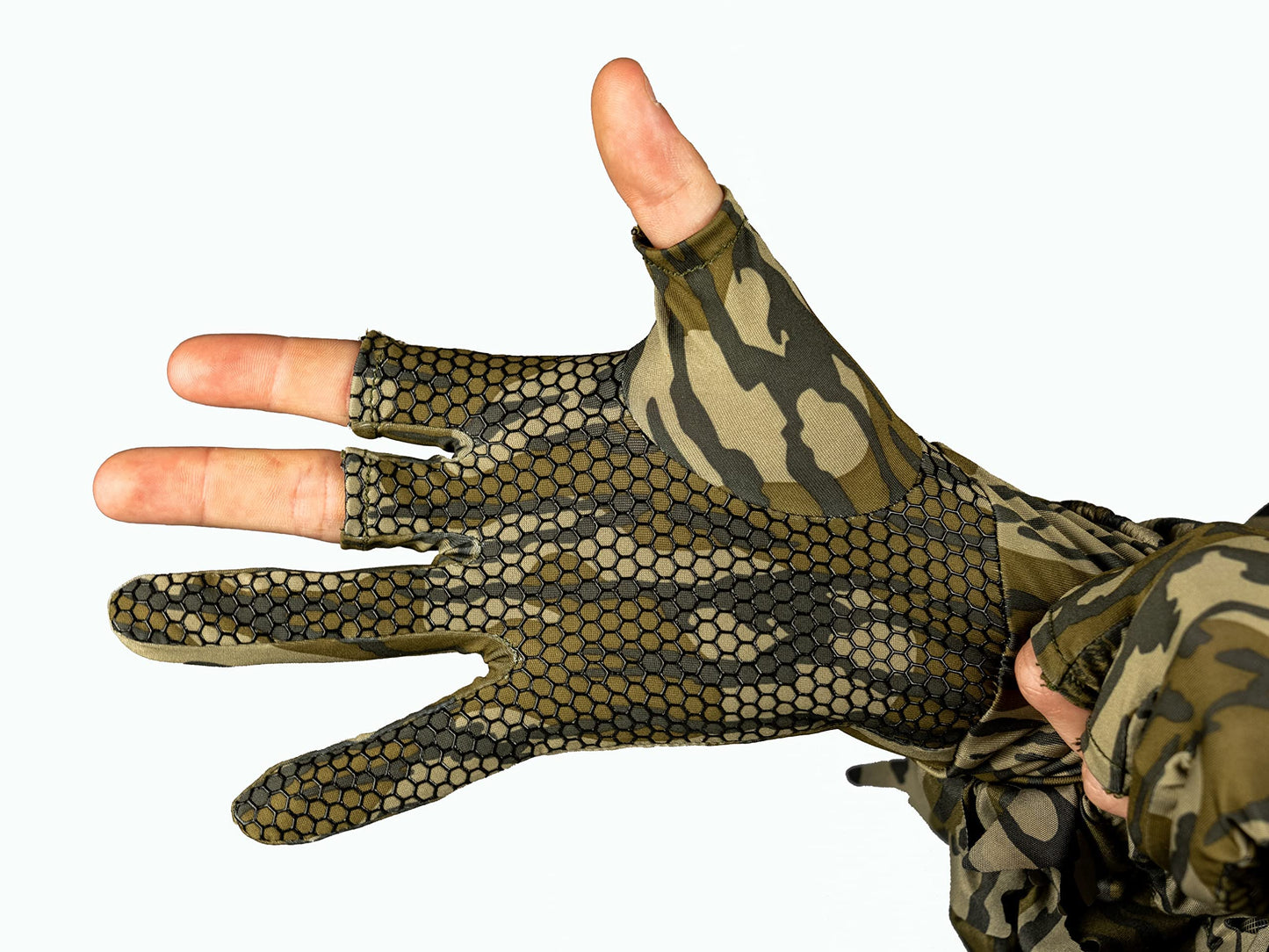 North Mountain Gear Camo Hunting Gloves - Fingerless - Mossy Oak Bottomland