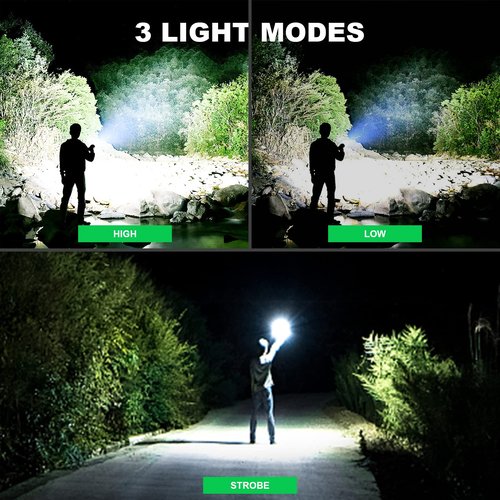 MILAOSHU Rechargeable Flashlights 990000 High Lumens - 2 Pack, 12 Hours Powerful LED Flash Light with Multiple Light Modes, Super Bright & IPX5 Waterproof Torch for Camping, Home, Emergencies