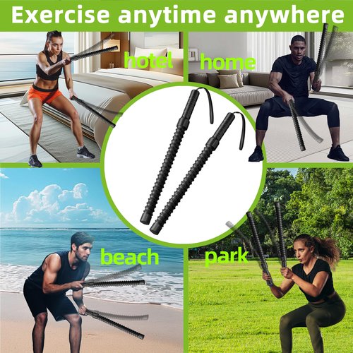 AEDNX 2Pcs Ropeless Battle Ropes Men Women for Home Gym, Portable Workout Ropes for HIIT Workouts, Low-Impact Cardio Training, Home Workout, Fitness Equipment