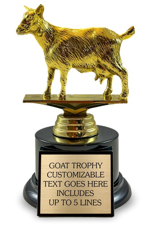 The Goat Trophy - Customizable with Engraved Plate - Award for The G.O.A.T. - Funny Recognition Trophies for Winner, Boss, Friends, Contest Winners and Fantasy Football