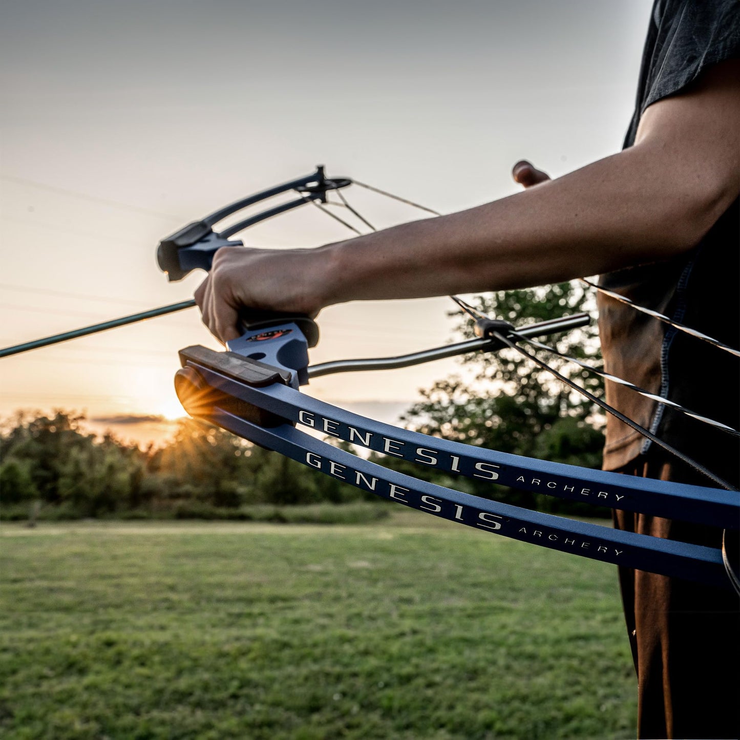 Genesis Archery Original Compound Bow with Adjustable Riser, 15"-30" Draw Length, 10-20 lb Draw Weight, All Skill Levels, Draw Hand - Right, Blue