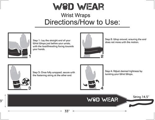 WOD Wear Wrist Wraps for Powerlifting, Strength Training, Bodybuilding, Cross Training, Olympic Weightlifting, Yoga Support - One Size Fits All (Diamond Pattern)
