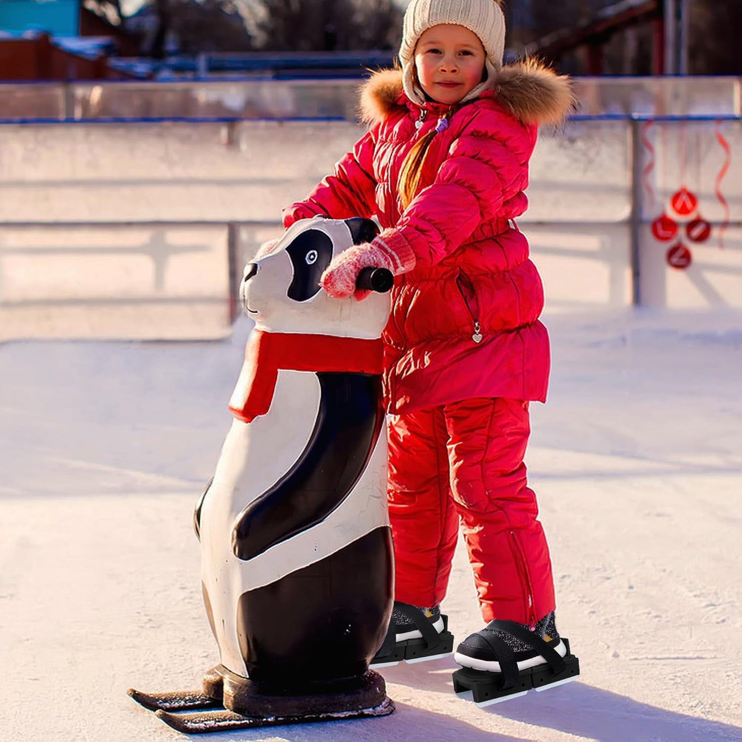 1 Pair Toddler Ice Skates- Adjustable Kids Ice Skates- Double Runner Ice Skates with Strap Fastening for Toddlers, Kids, Junior Skater