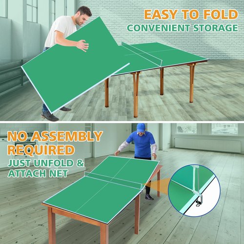 AOKUNG Ping Pong Table Top, 7×4FT Mid-Size Foldable Ping Pong Table Topper for Pool Table, Indoor Table Tennis Conversion Top w/Net & Premium Foam Padding, Lightweight and Portable-Green
