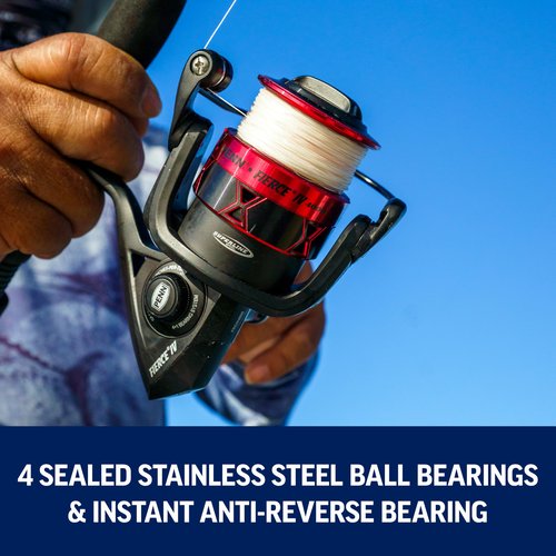 PENN Fierce IV Spinning Reel and Fishing Rod Combo,Black/Red