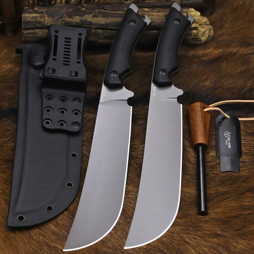 BA-KOR 5MM Full Tang (9CR18MOV) steel 14.1-inch chopping knife+K sheath&5.9-inch cerium igniter can be used for outdoor hunting, camping, obstacle removal, barbecue, fishing, kitchen cutting EDC， Gift giving