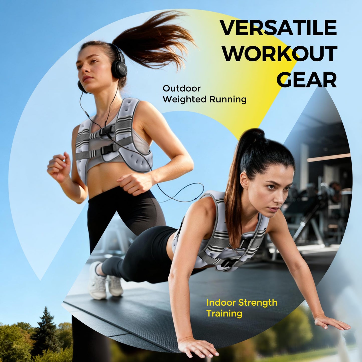 PACEARTH Weighted Vest,6lb/8lb/10lb/12lb/16lb/20lb/25lb/30lb Weight Vest with Reflective Stripe, Body Weight Vests for Women, Men, Weight Loss Workout, Strength Training, Running, Walking, Jogging