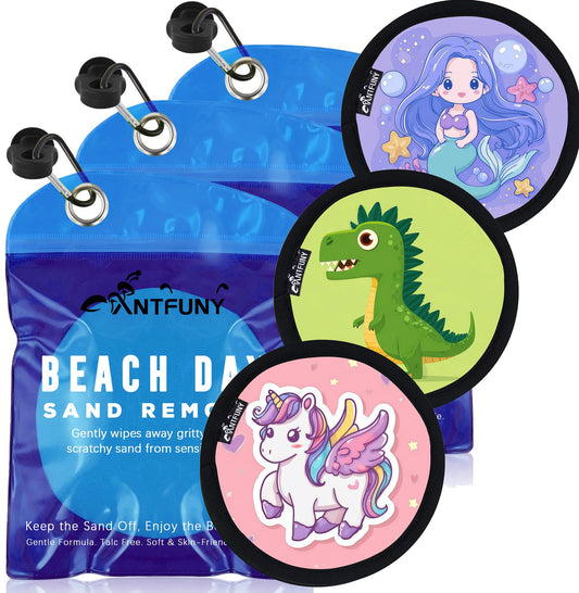 3 Pack Beach Sand Remover Mermaid Unicorn Dinosaur Eraser Brush Wipe Mitt Family Women 2026 Summer Beach Vacation Essentials Hawaii Accessories European Bahamas Trip Must Haves Alaska Cruise Ship