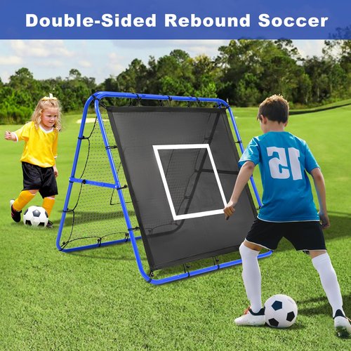 BAGAIL Soccer Rebounder Net, 4 x 4 Ft Pitch Back Baseball Softball Rebounder, Angle Adjustable Rebound Net for Control, Passing Practice, Easy Setup Bounce Back Net Gifts for Training - Blue