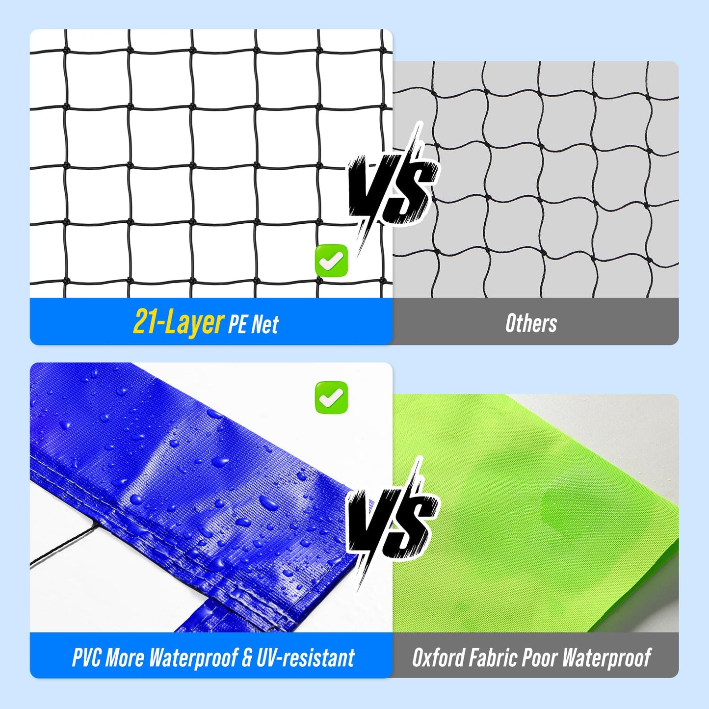 Outdoor Volleyball Net Set for Backyard & Beach, 32FT Regulation Size, Easy Setup Adjustable Height Poles, Portable Net System with PU Volleyball, Pump & Carry Bag
