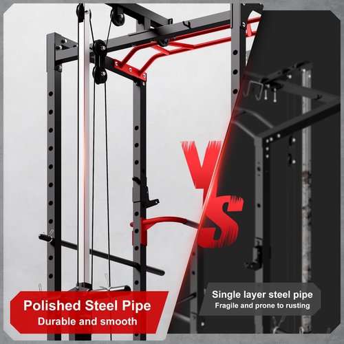 JELENS Power Cage, 2000LBS Multi-Function S11 Power Rack with LAT Pulldown, Squat Rack with Adjustable Pulley System and More Training Attachments, Weight Workout Machine for Home Gym
