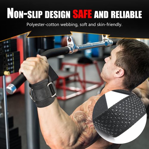 VAIIO 2Pcs Adjustable Weight Lifting Straps with D Ring | Original Non-Slip Dot Design for Deadlifts, Cable Machines & Powerlifting - 7mm Neoprene Padded Wrist Support with Breathable Mesh & Quick-Detach Hook-Loop - Reinforced Polyester-Cotton Straps for