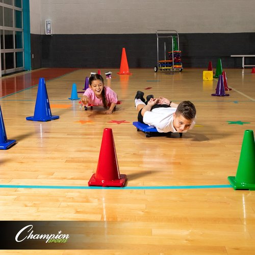Champion Sports 4" High Visibility Flexible Vinyl Cone for Athletics and Social Distancing, Orange