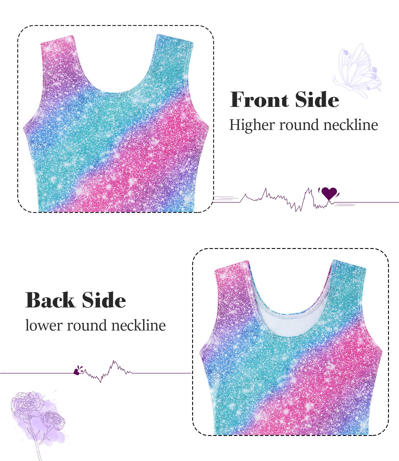 Vogseek Sparkly Gymnastics Leotards for Girls 6 7Y Blue Purple Biketards