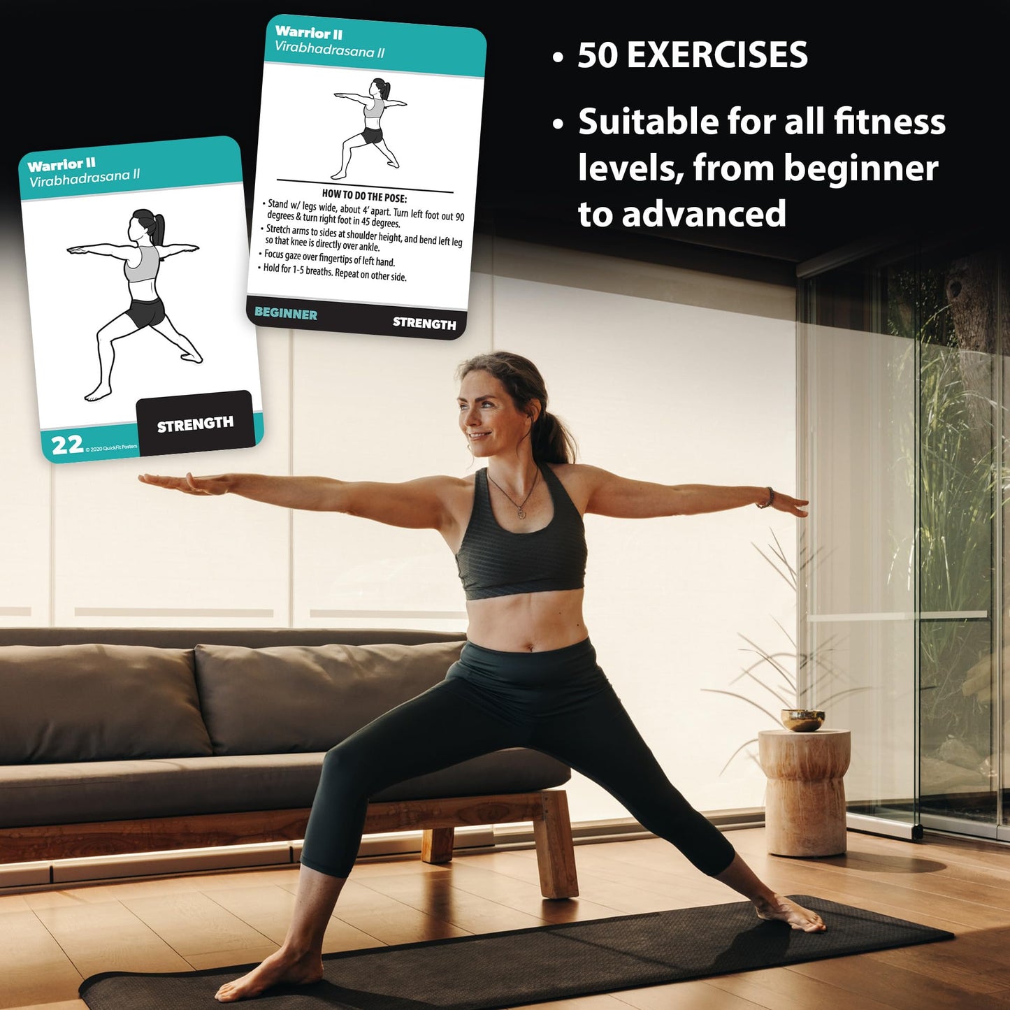 3 Pack - Exercise Cards - Yoga Poses Volume 1 & 2 + Dumbbell Exercises - Yoga Positions and Dumbbell Workout Fitness Cards - 2.5" x 3.5"