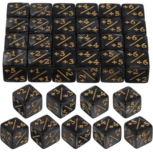 Gadpiparty 24 Pcs Counters Token Dice Acrylic D6 Loyalty Dice Compatible with MTG, CCG, Card Gaming Accessory for Kids Learning Toys Black