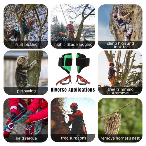 Tree Climbing Spikes for Climbers, Tree Climbing Gear Tree Climbing Gaffs with Soft Padding Height Adjustable,Climbers Arborist Equipment for Tree Fruit Picking,Logging (A)