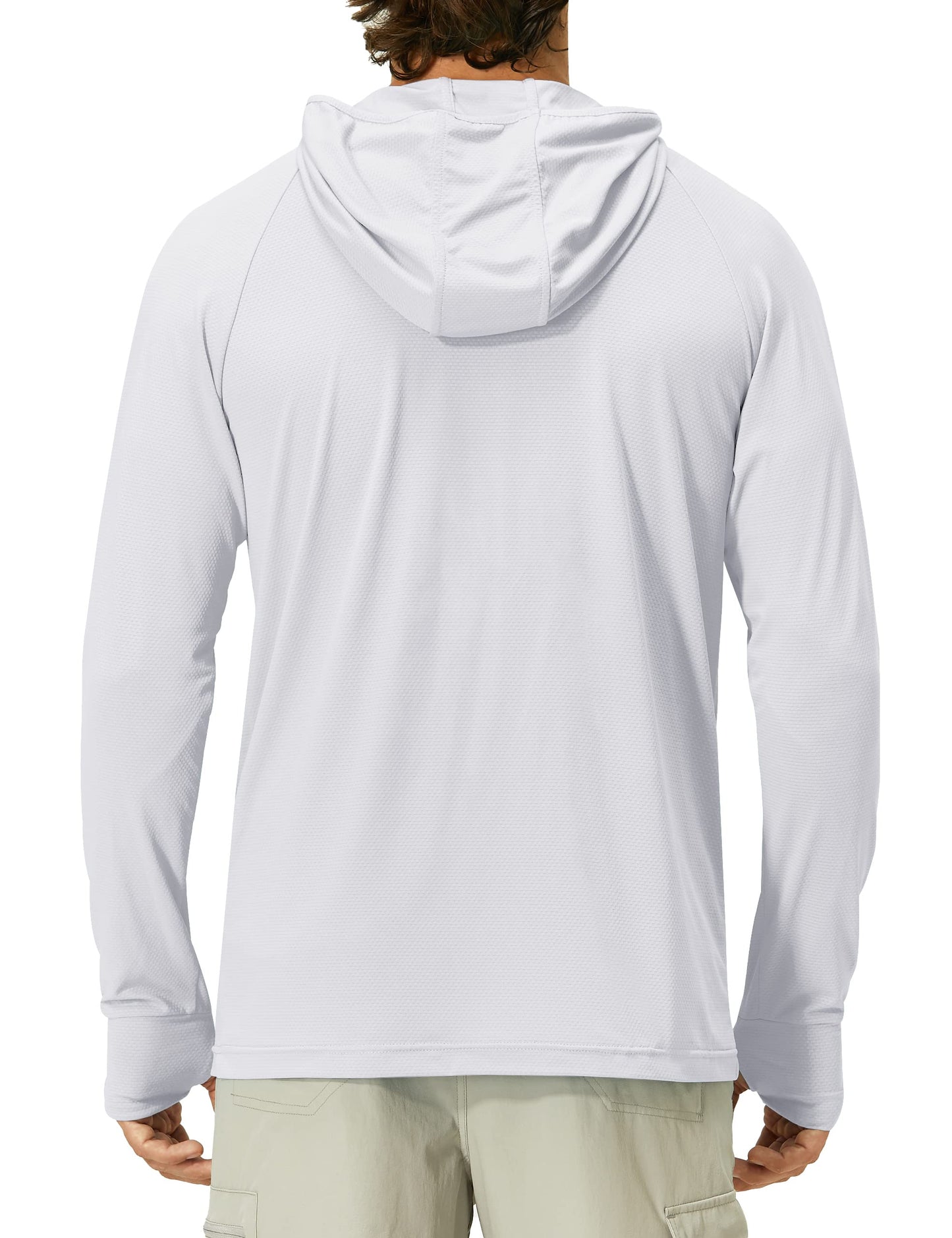 Mens UPF 50+ Long Sleeve Sun Protection Hoodie Swim Shirts Rash Guard for Men UV Protection Fishing Clothing SPF Shirts Light Grey
