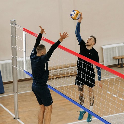 SKEERY Professional Volleyball Net,Official Size 32×3.3FT,Equipped with Thicker Steel Cables, Stainless Steel Metal Grommets,Portable Volleyball Net for Backyard,School,Court (Classic)