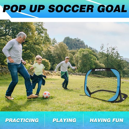 BOHEN Pop Up Soccer Goals for Kids-Foldable Portable Soccer Net for Outdoor Indoor Backyard Beach(3.3x2.2FT)