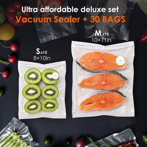 Vacuum Sealer,Food Saver Vacuum Sealer Machine,Ultimate Suction Power,Compact Design,Cordless Handheld Vacuum Sealer (Contains 30 Reusable Seal Bags)