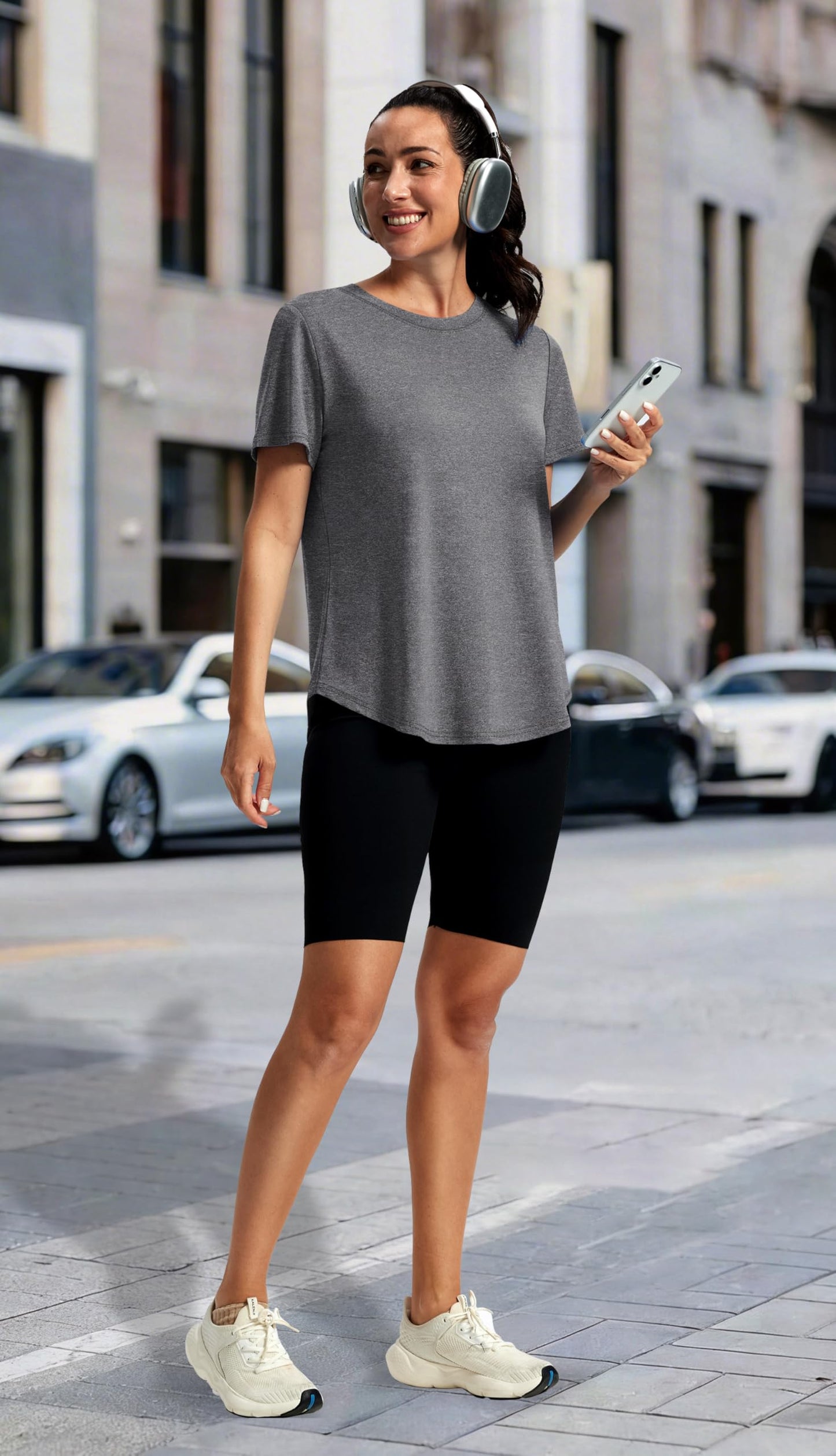 Alaroo Open Back Tops for Women Workout Shirts Short Sleeve Yoga Gym Clothes Summer Beach Vacation Sun Protection Clothing Grey XL