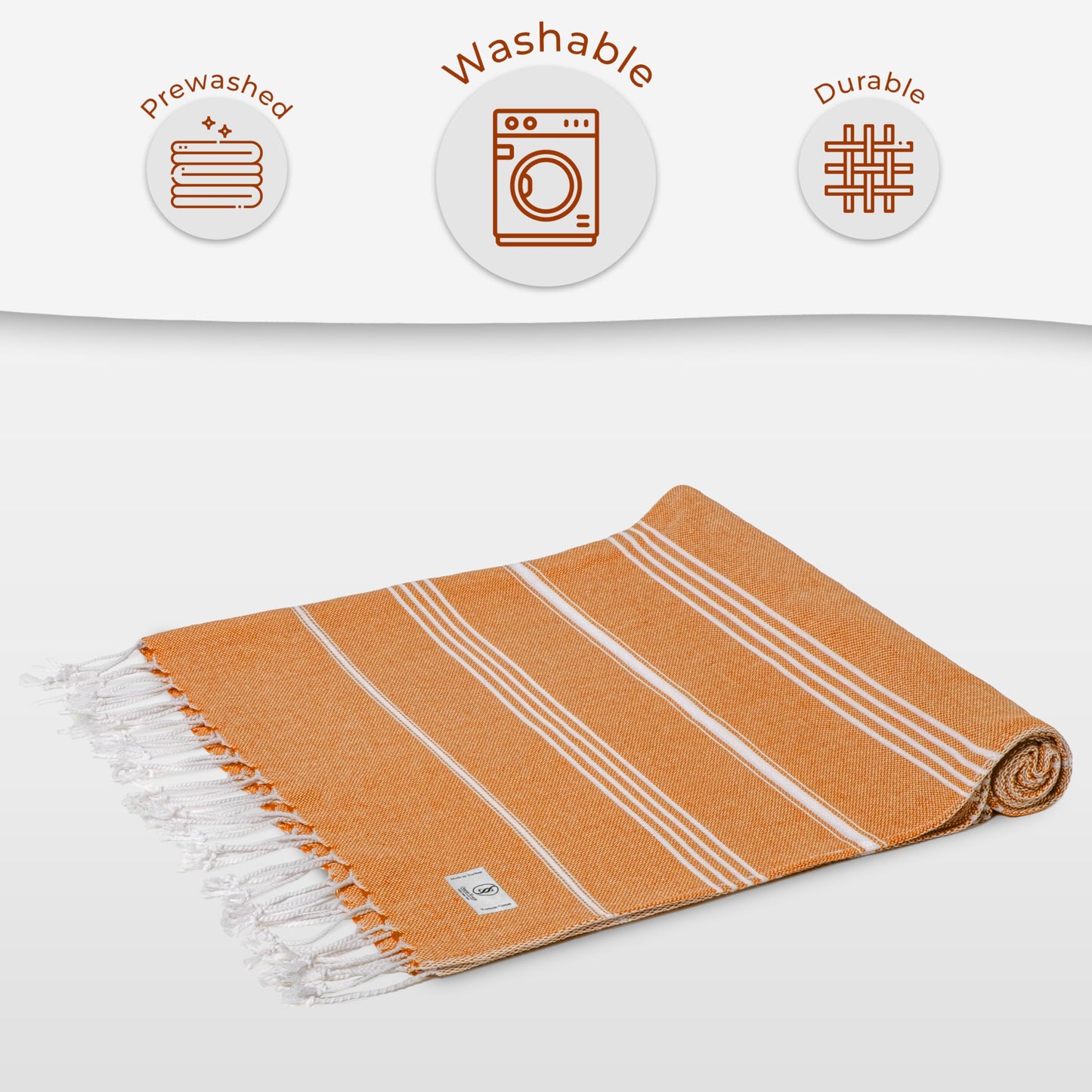 Ossano Turkish Beach Towel Striped & Smart Blend Oversized (39" x 71") - Quick Dry, Versatile and Functional as Picnic and Beach Blanket, Yoga, Pool, Travel and Gym Towels - Orange
