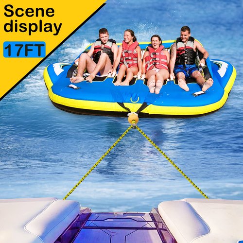 Watersports Heavy Duty Tow Harness with D Rings,Boat Tow Harness for Towing Towable Tube, Water Ski, Wakeboard (Yellow Black (18 feet=8.5'+8.5"+1))