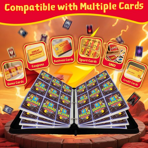Trading Card Binder for TCG Cards, 9-Pocket Portable Card Collector Ablum Holder Book Fits 720 Cards with 40 Removable Sleeve, High Capacity Waterproof Card Binder Display Storage Carrying Cases